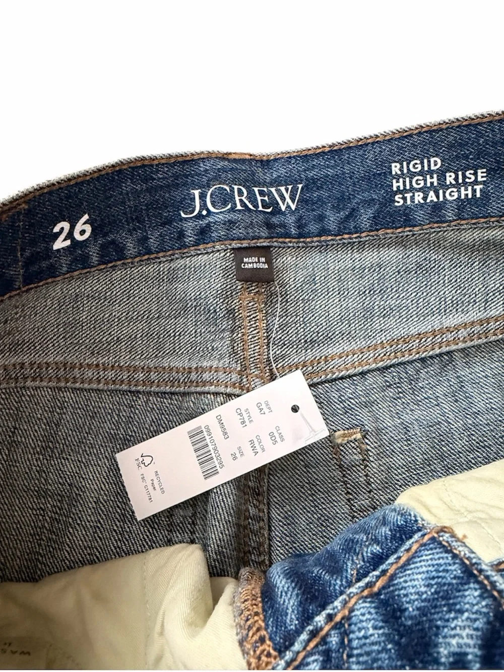 NEW • J. Crew • Nipped straight jean in rigid